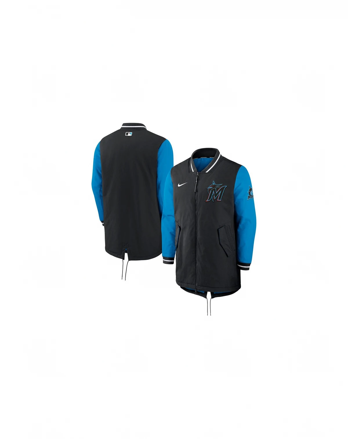 Men's Black Miami Marlins Dugout Performance Full-Zip Jacket