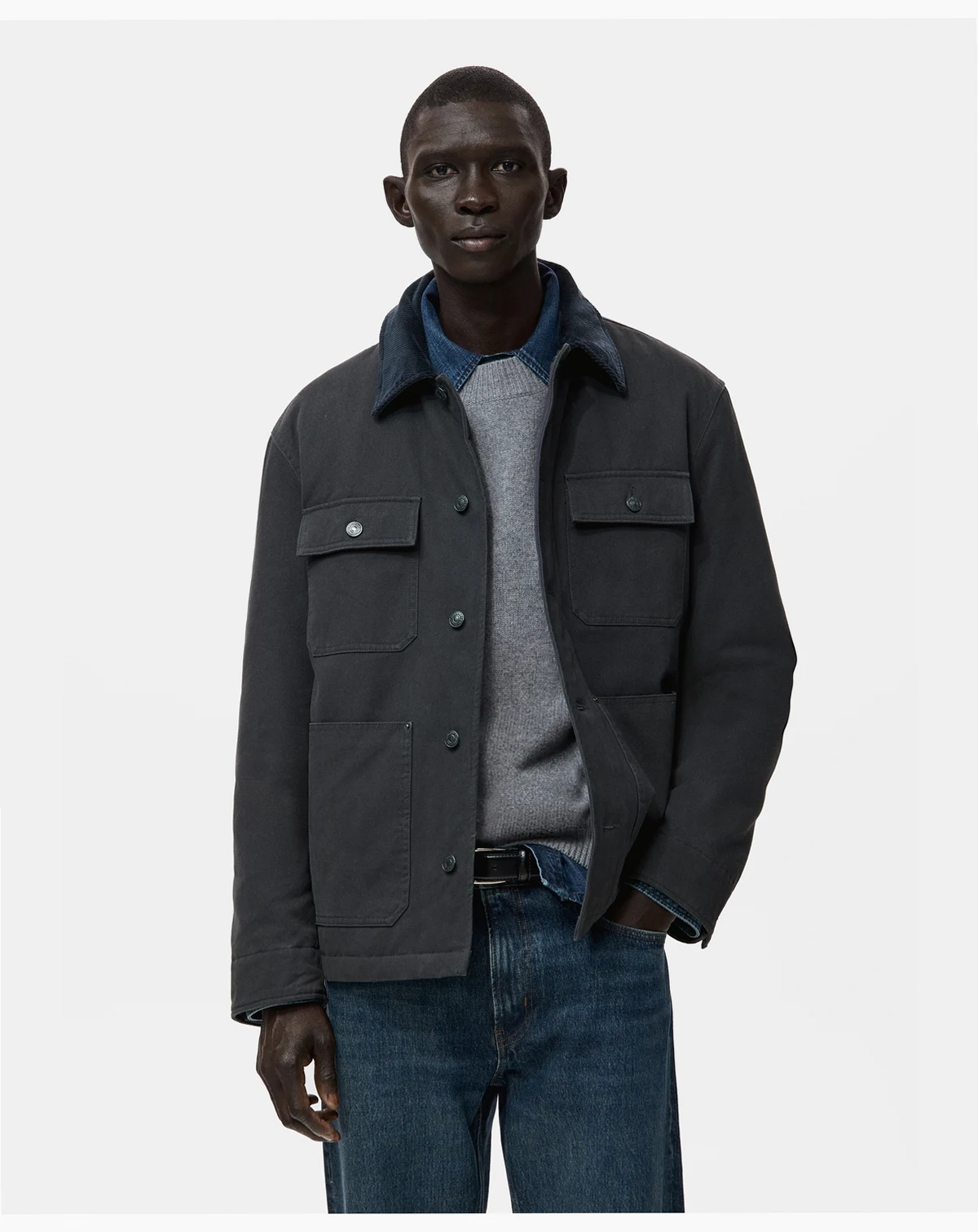 Men's Corduroy Collar Quilted Jacket