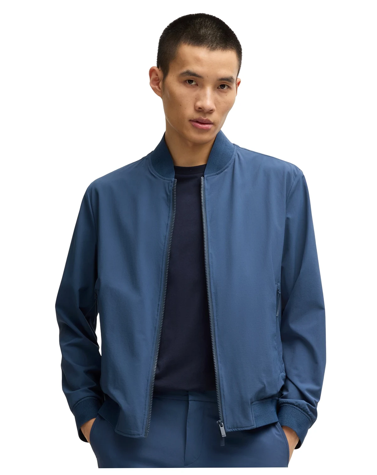 Men's Knitted Trim Slim-Fit Blouson Jacket