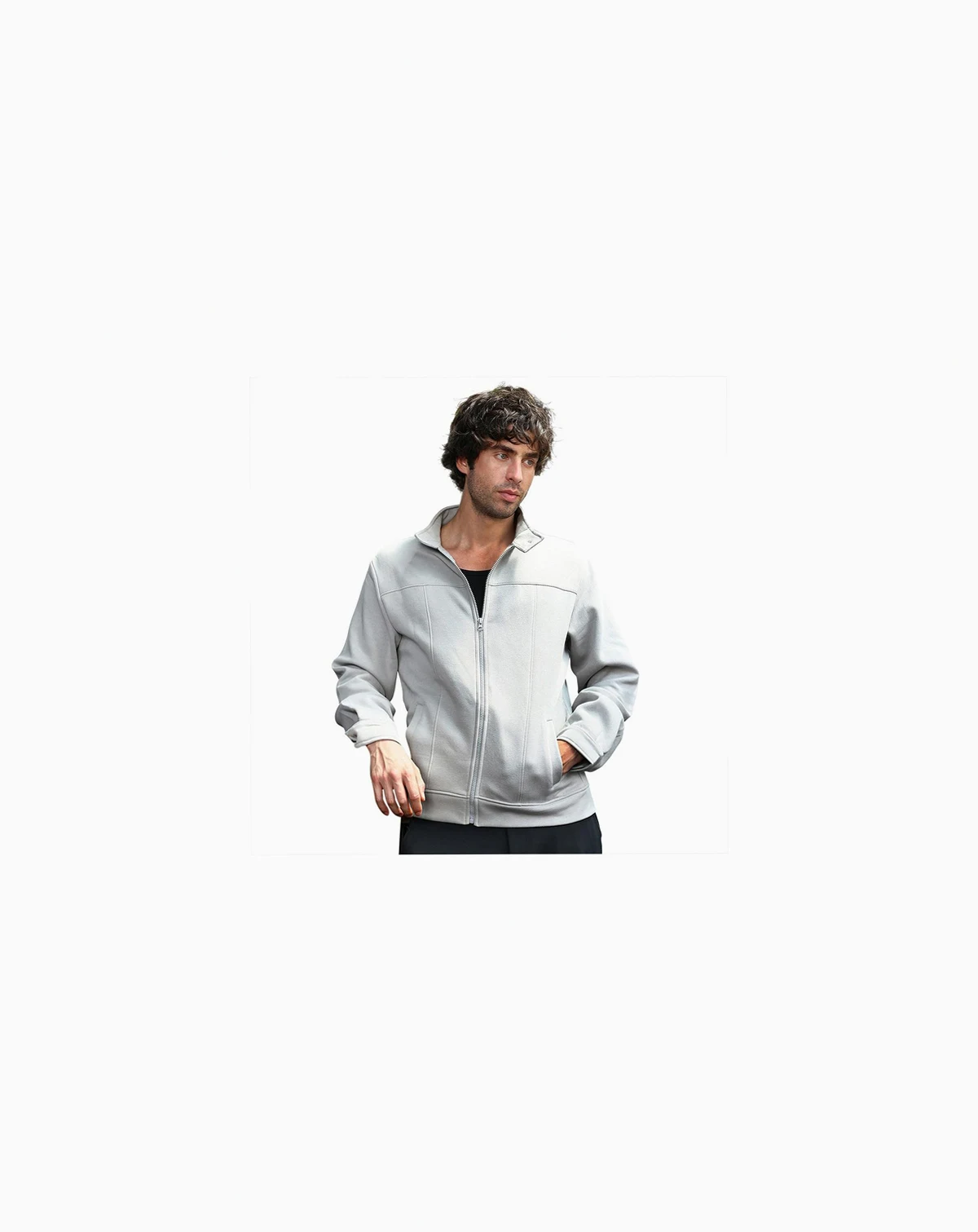 Men's Cloud Grey Panel-Stitch Knit Jacket