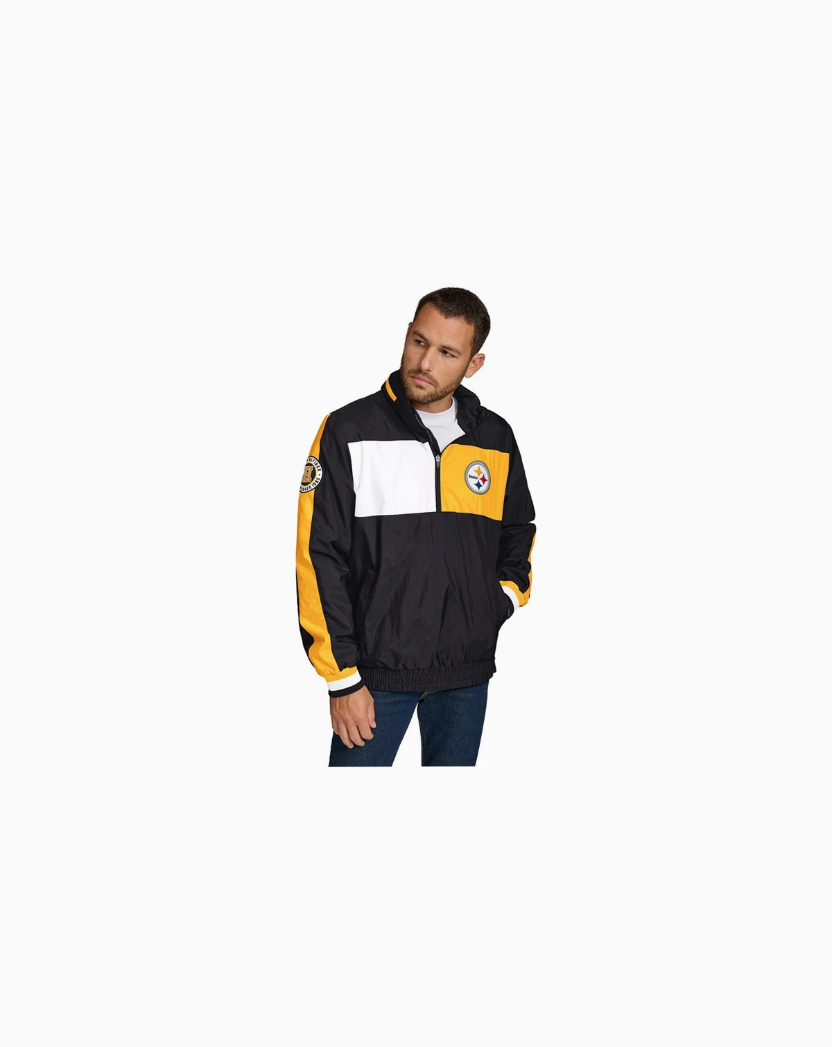 Men's Black Pittsburgh Steelers Gael Lightweight Half-Zip Hoodie