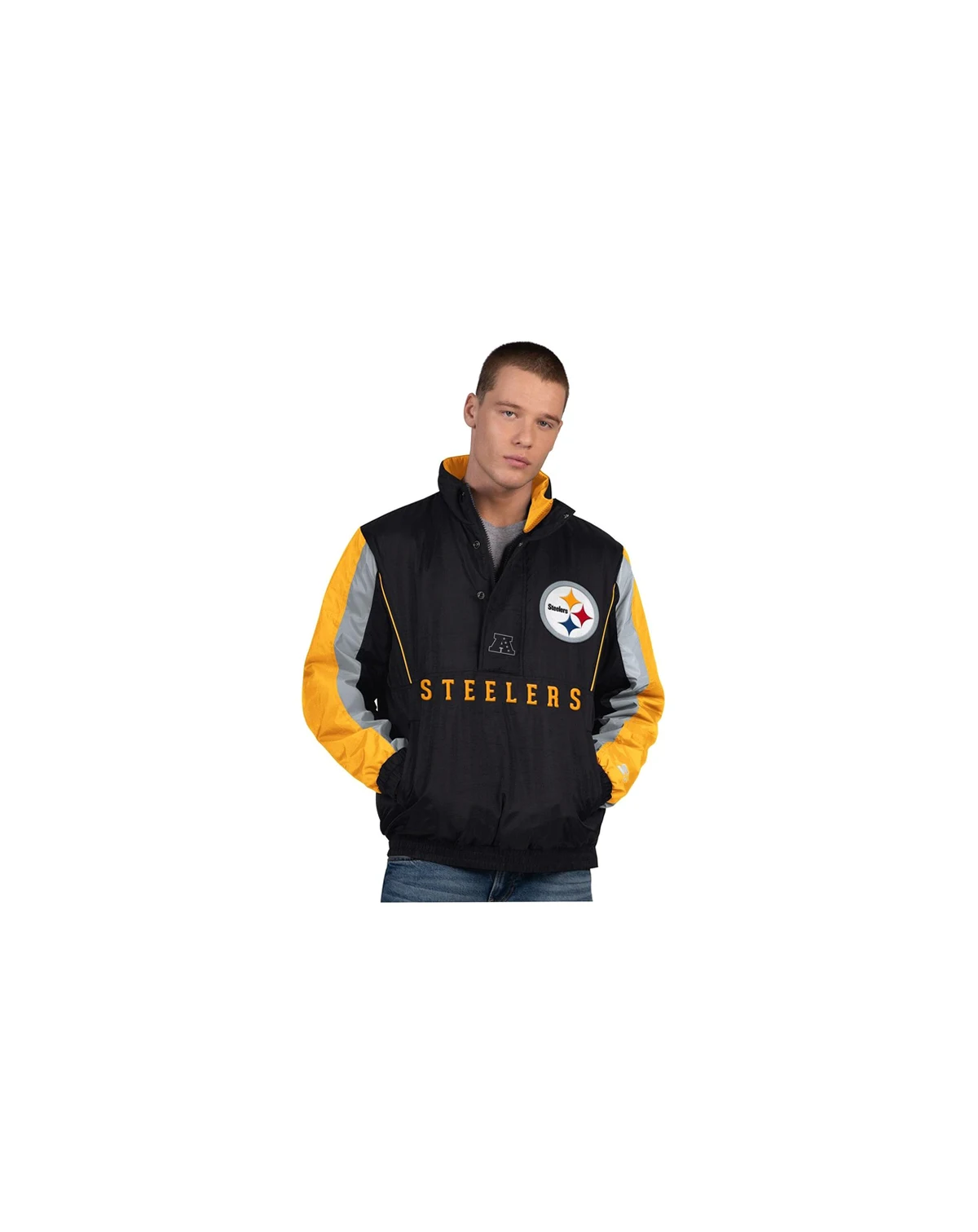 Men's Black Pittsburgh Steelers Thursday Night Gridiron Half-Zip Jacket
