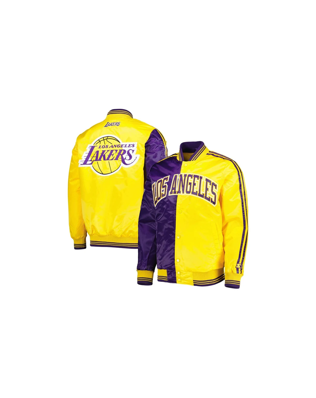Men's Purple, Gold Los Angeles Lakers Fast Break Satin Full-Snap Jacket