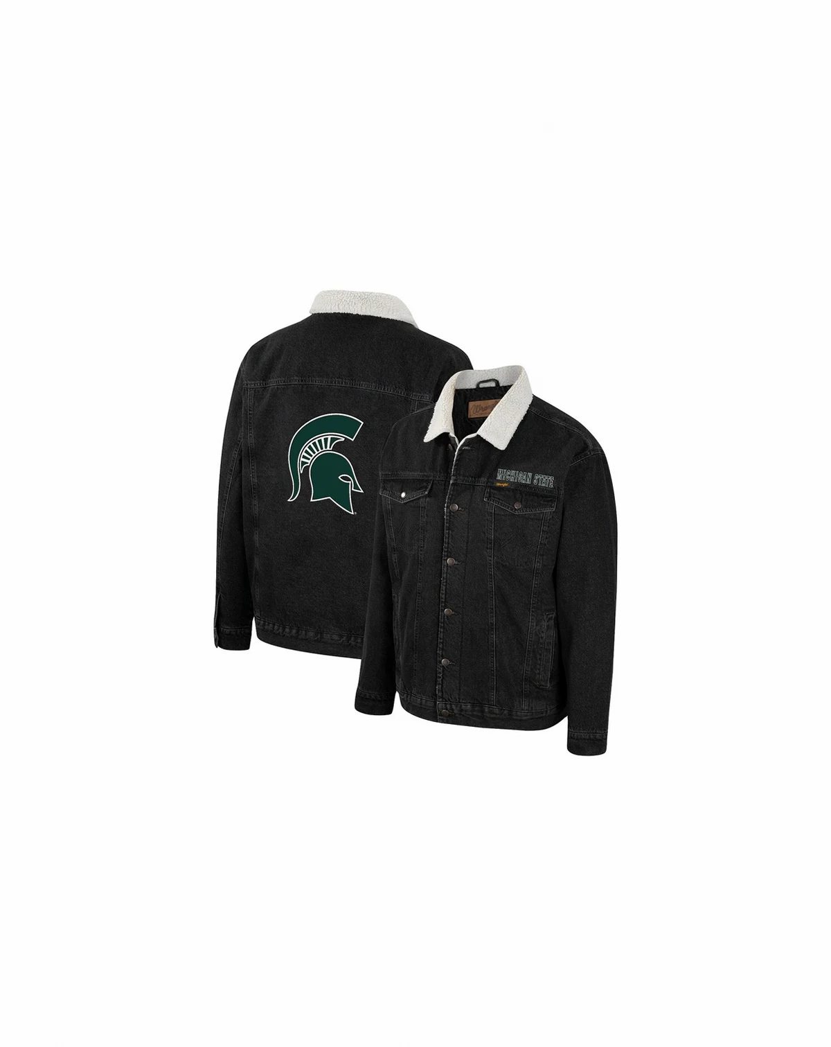 x Wrangler Men's Charcoal Michigan State Spartans Western Button-Up Denim Jacket