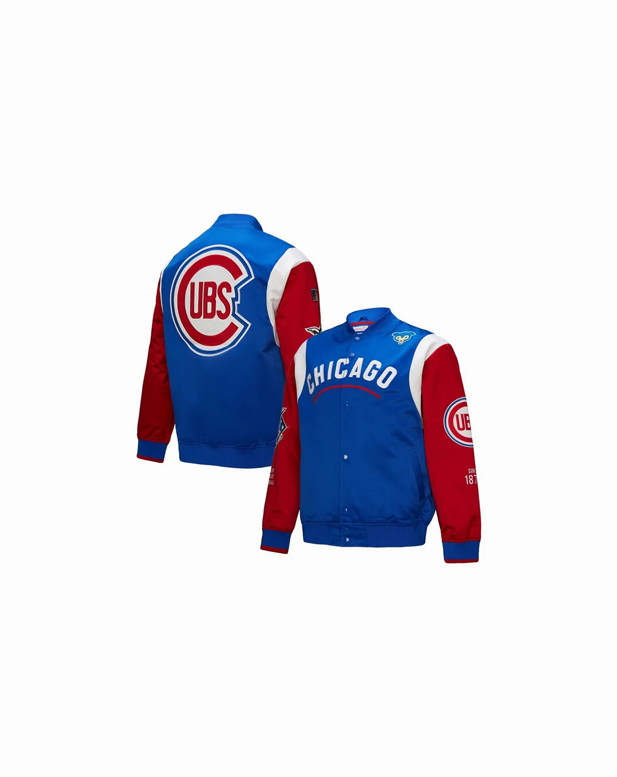 Men's Royal/Red Chicago Cubs Cooperstown Collection Team Origins Satin Full-Snap Jacket
