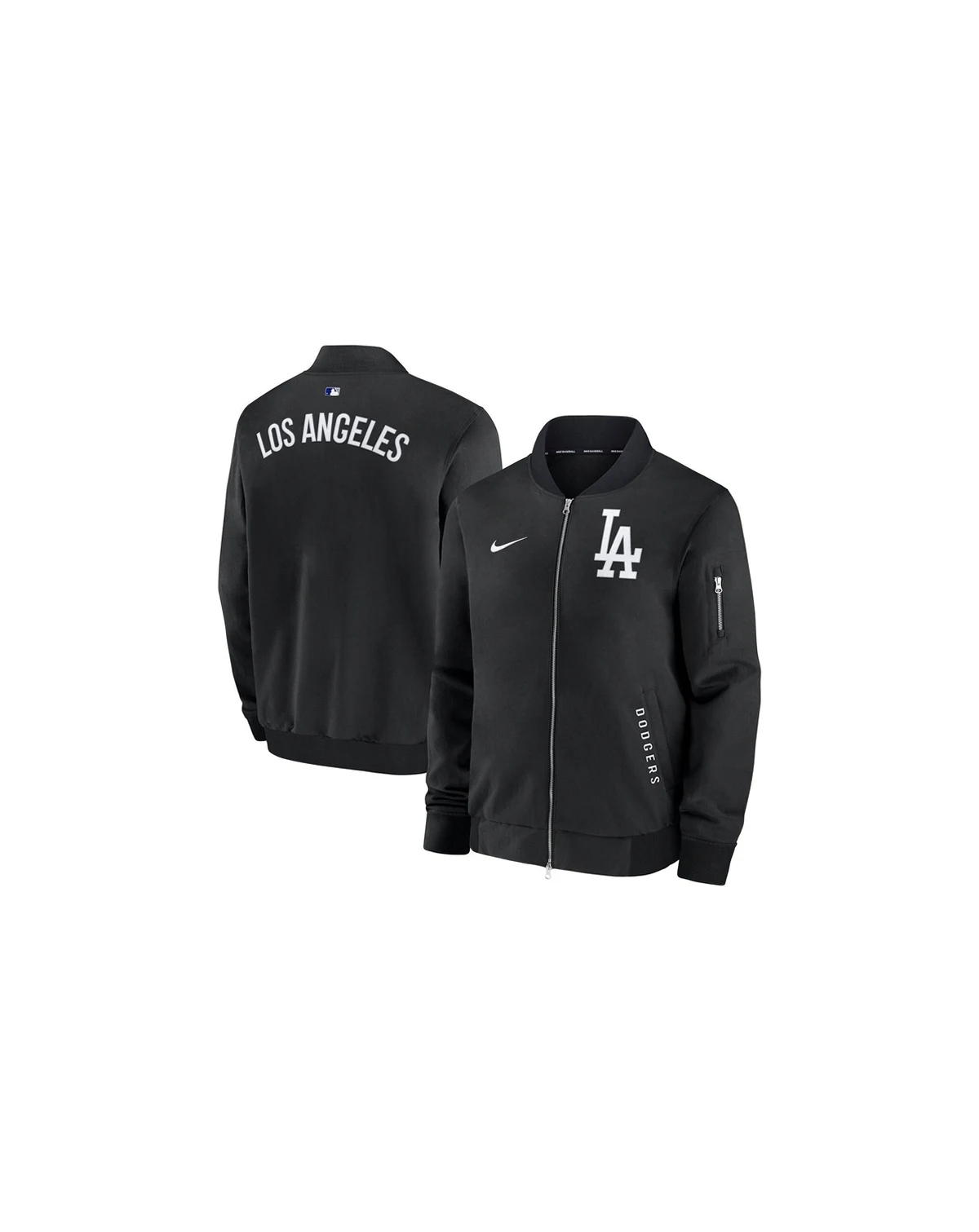 Men's Black Los Angeles Dodgers Authentic Collection Dugout Full-Zip Bomber Jacket