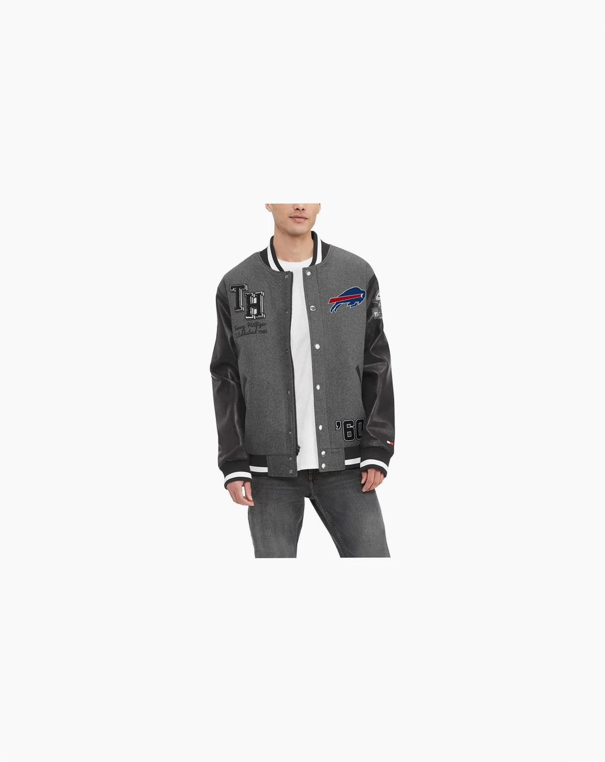 Men's Heather Gray Buffalo Bills Gunner Full-Zip Varsity Jacket