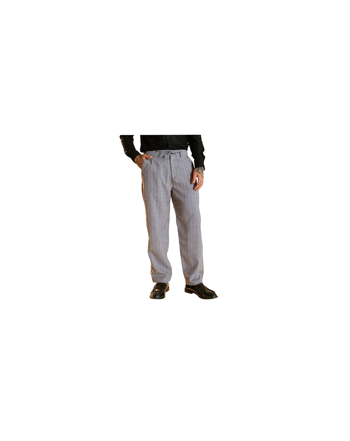 Men's Coin Grey Pinstriped Chino Trousers