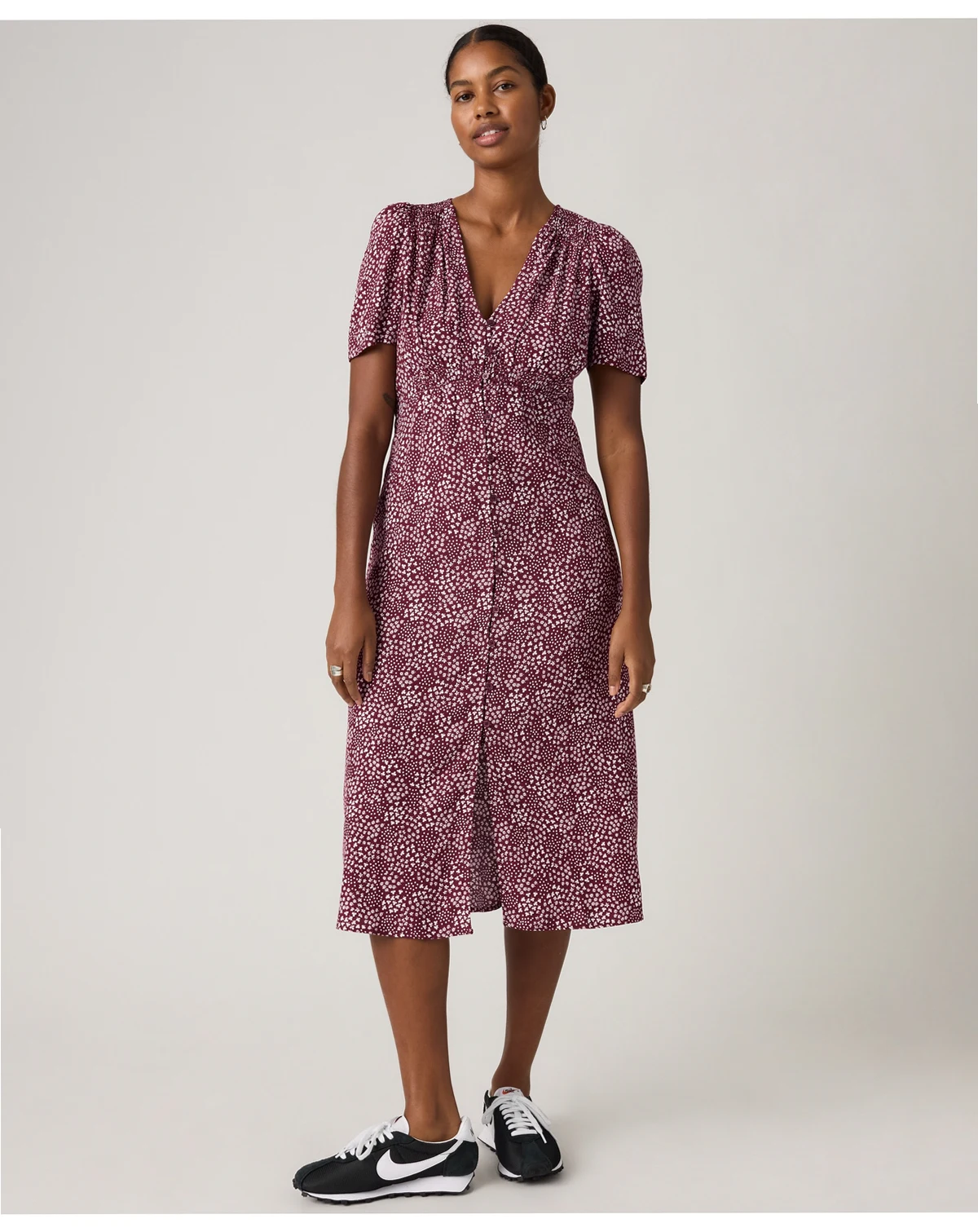 Women's Paola Short-Sleeve Crepe Midi Dress