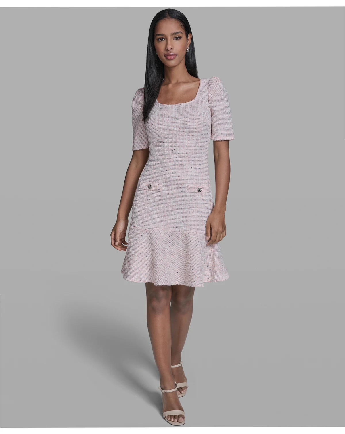Women's Flounce Hem Square Neck Dress