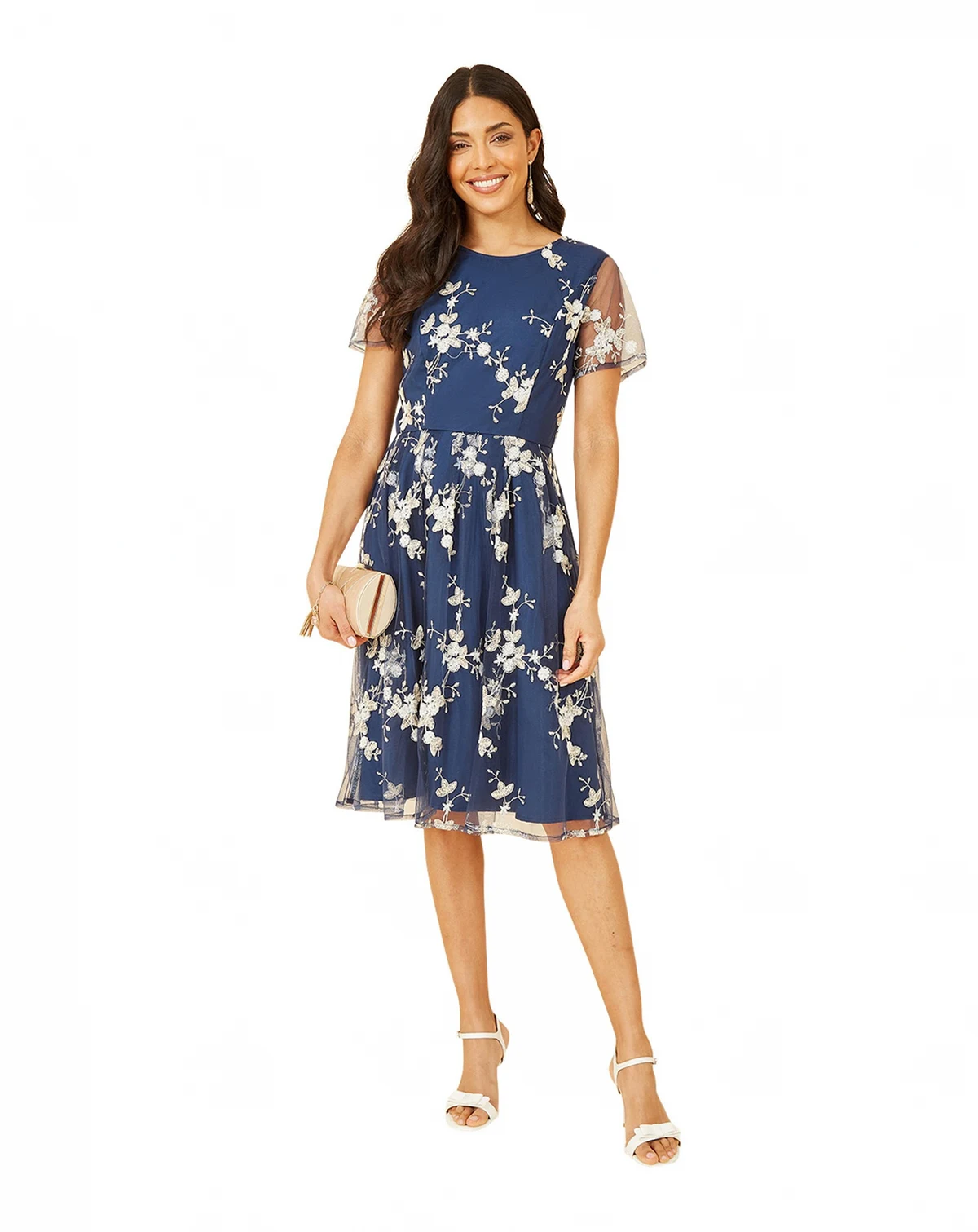 Women's Embroidered Floral Skater Dress