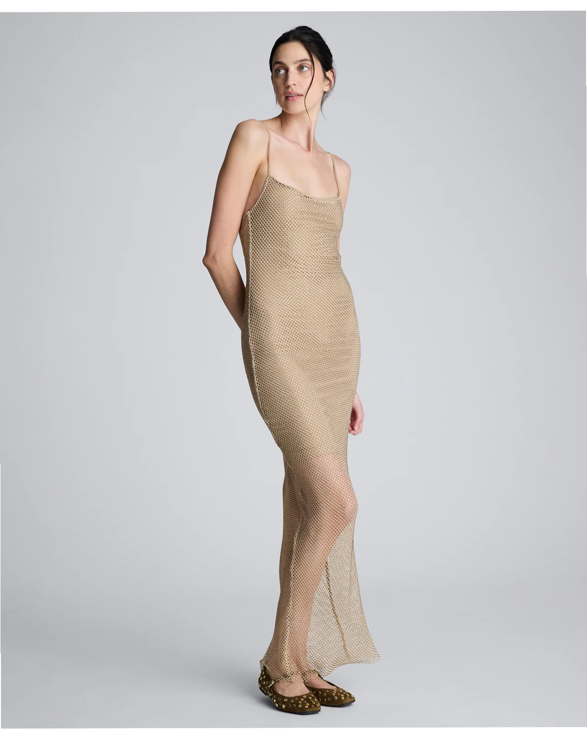 Women's Crystal Netting Sleeveless Maxi Dress