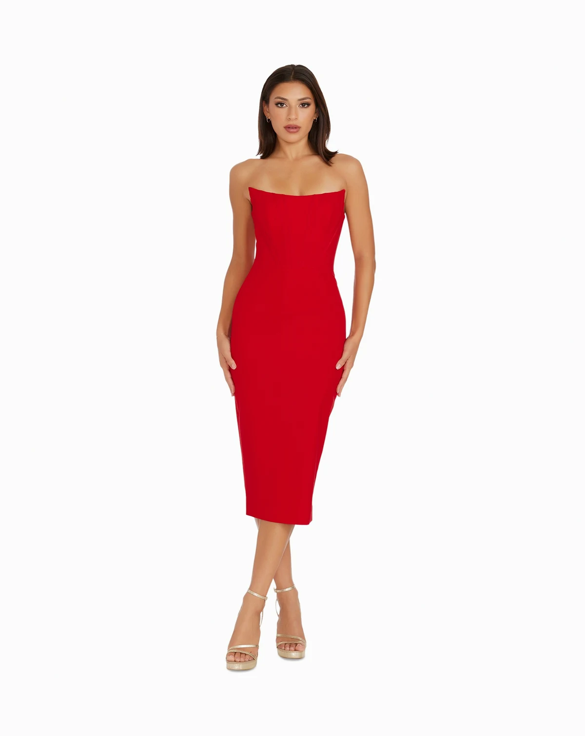 Women's Corset Strapless Midi Dress