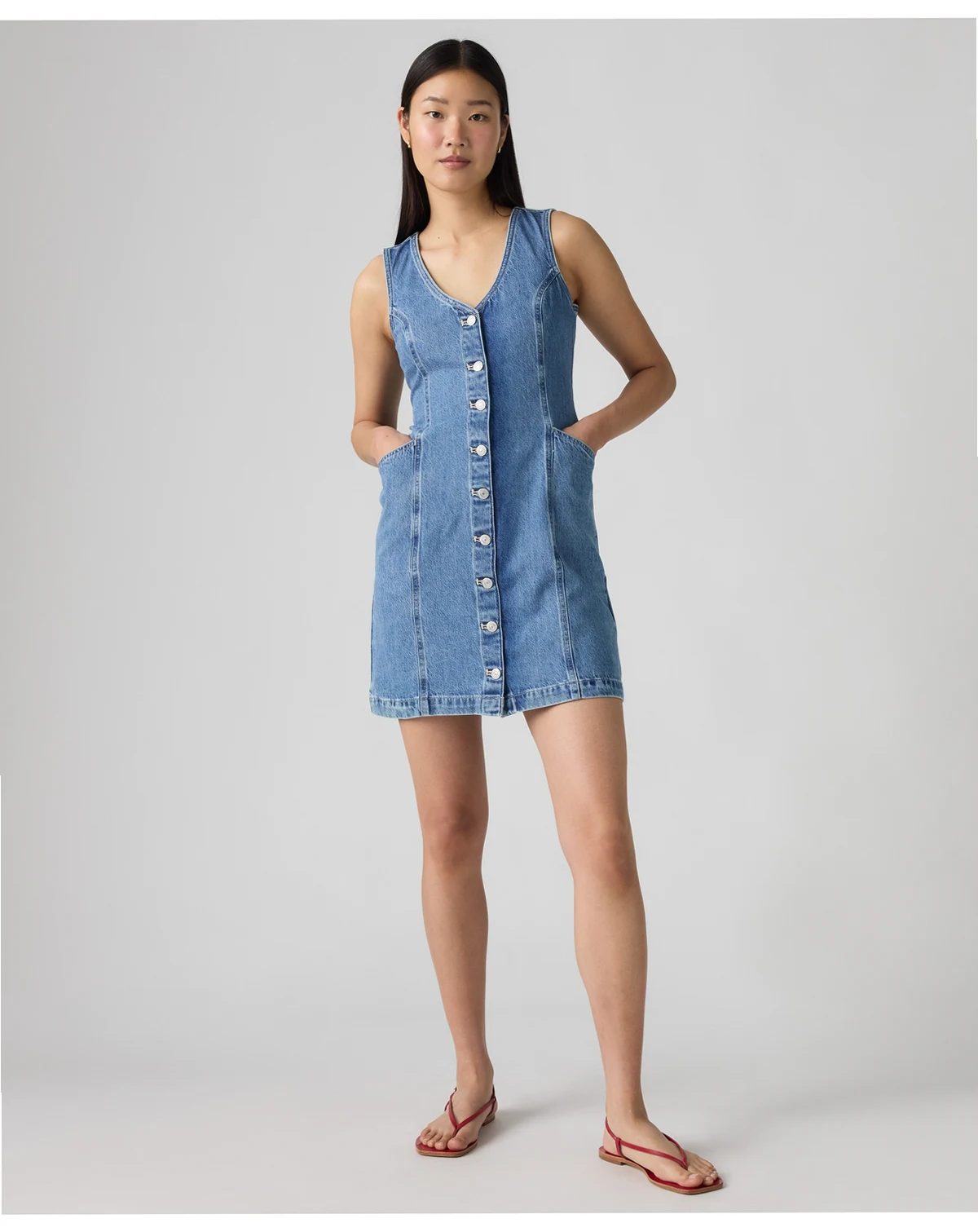 Women's Vianna Denim Button-Front Vest Dress