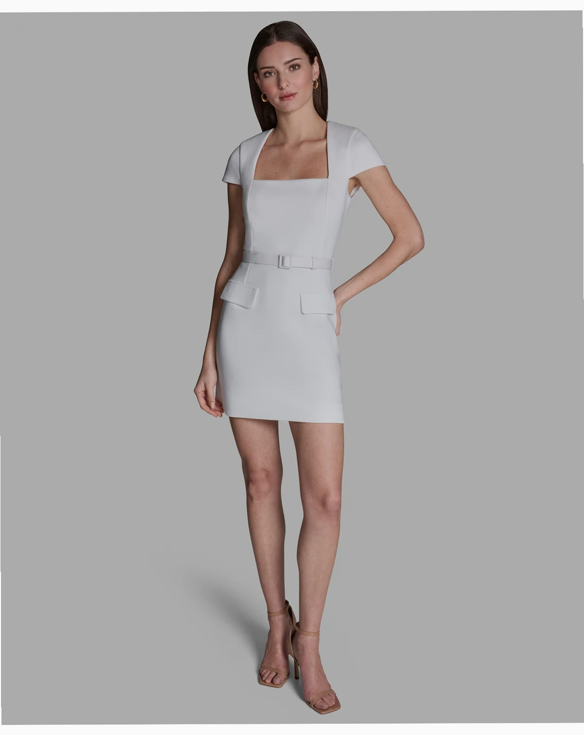 Women's Scuba Square Neck A-Line Dress