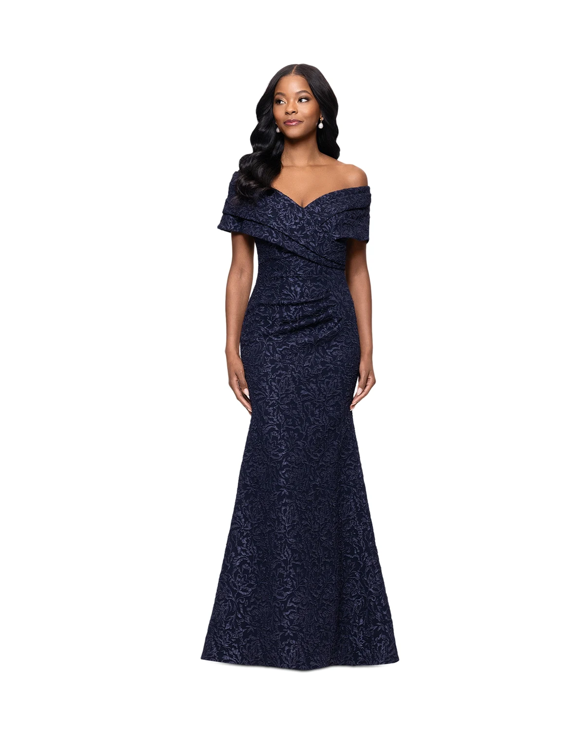 Women's Off-The-Shoulder Brocade Gown