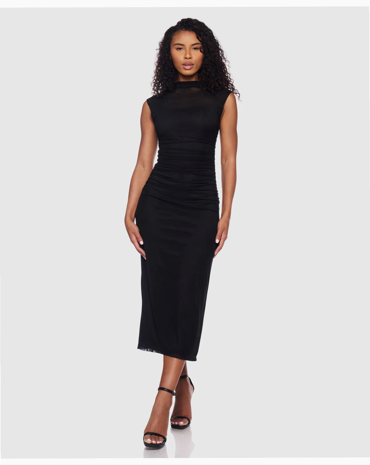 Women's Shirred Waist Midi Dress