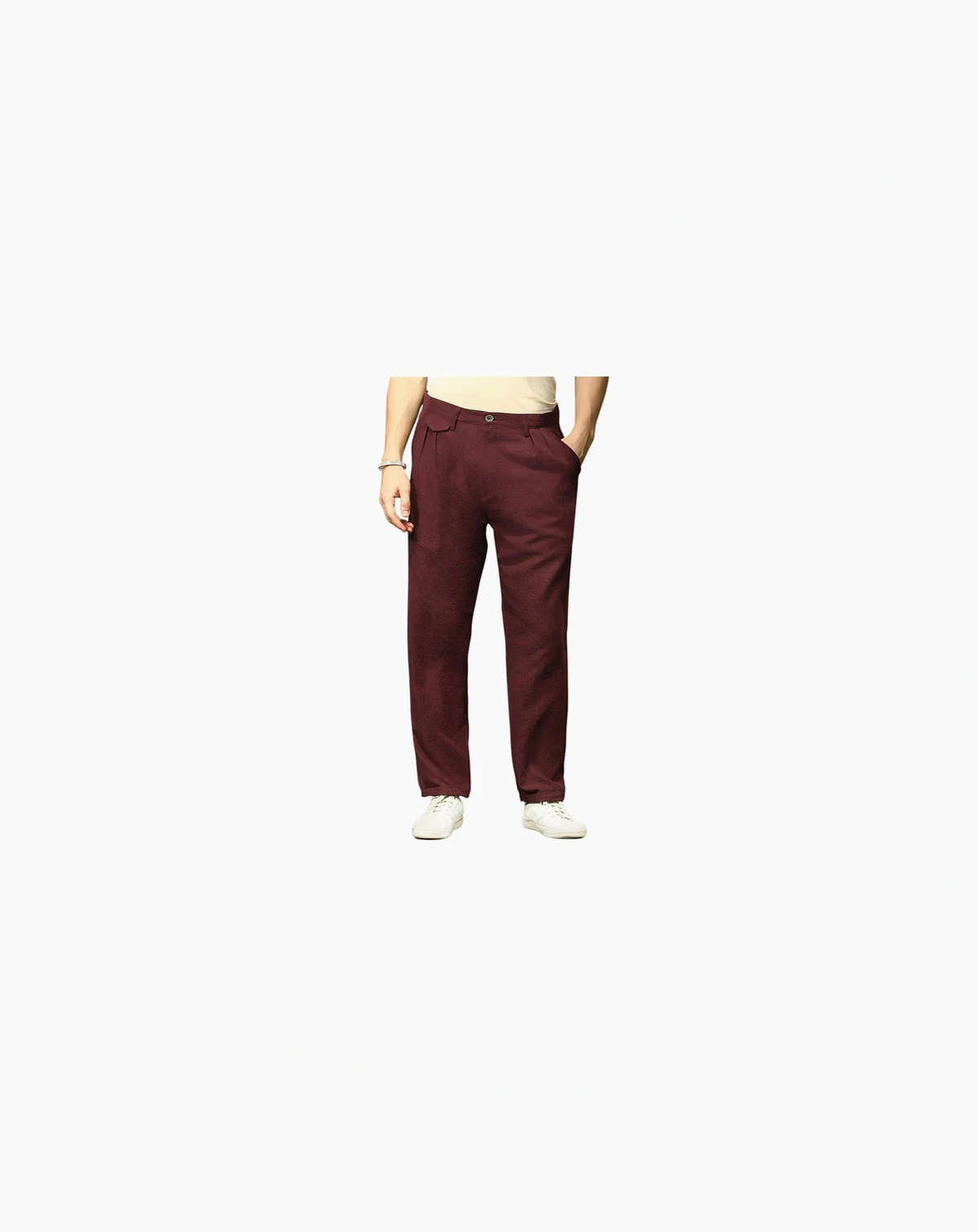 Men's Burgundy Red Velvique Tailored Trousers