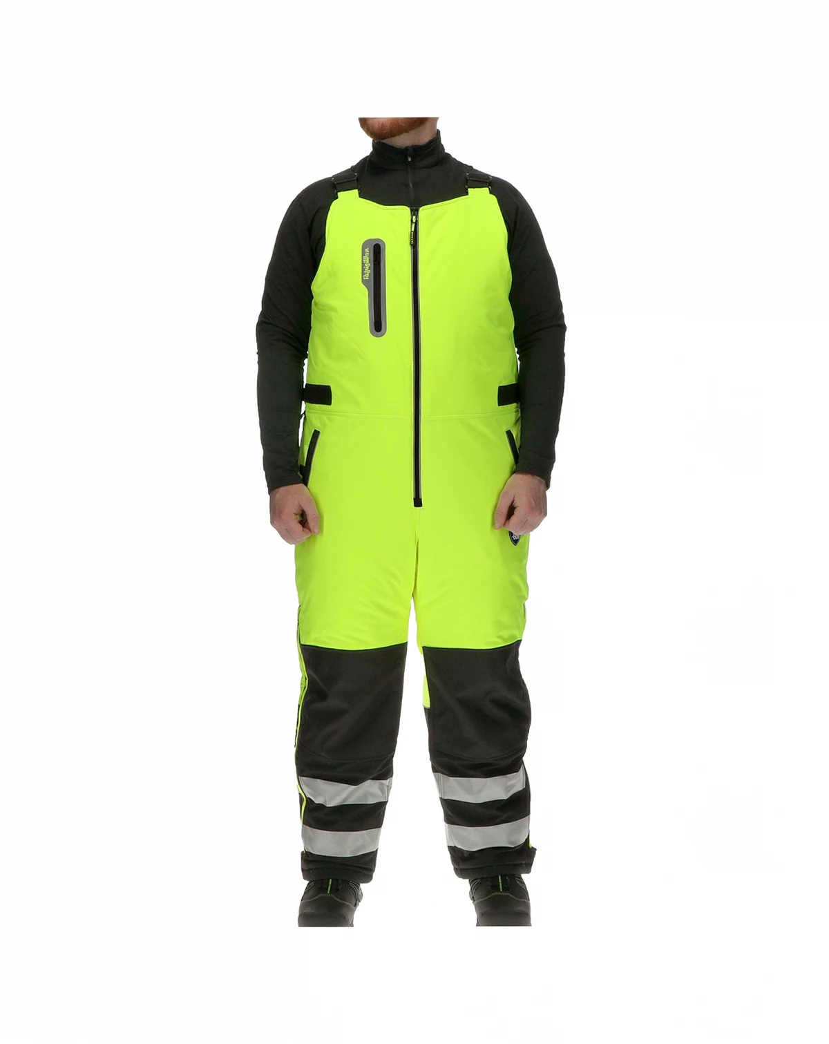 Men's HiVis Extreme Softshell Bib Overalls - -60°F Comfort, ANSI Class E, Insulated, Windproof, Water-Repellent, High-Visibility Workwear