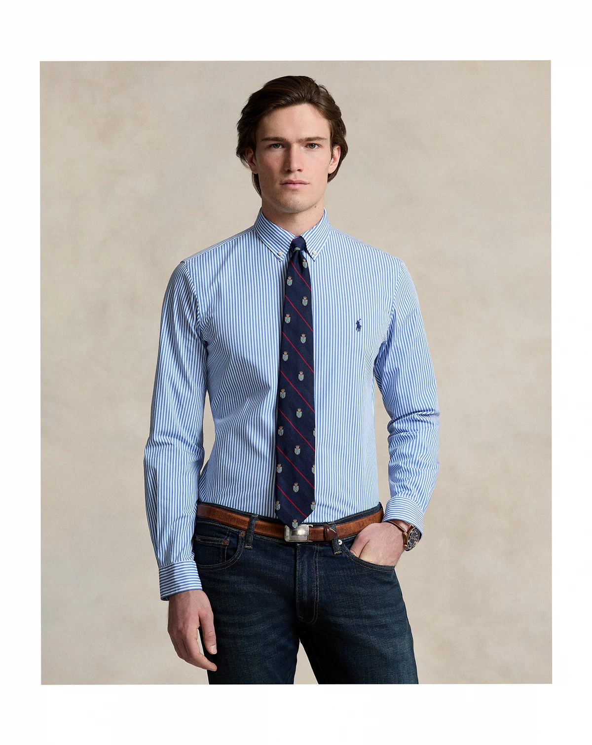 Men's Slim-Fit Striped Stretch Shirt