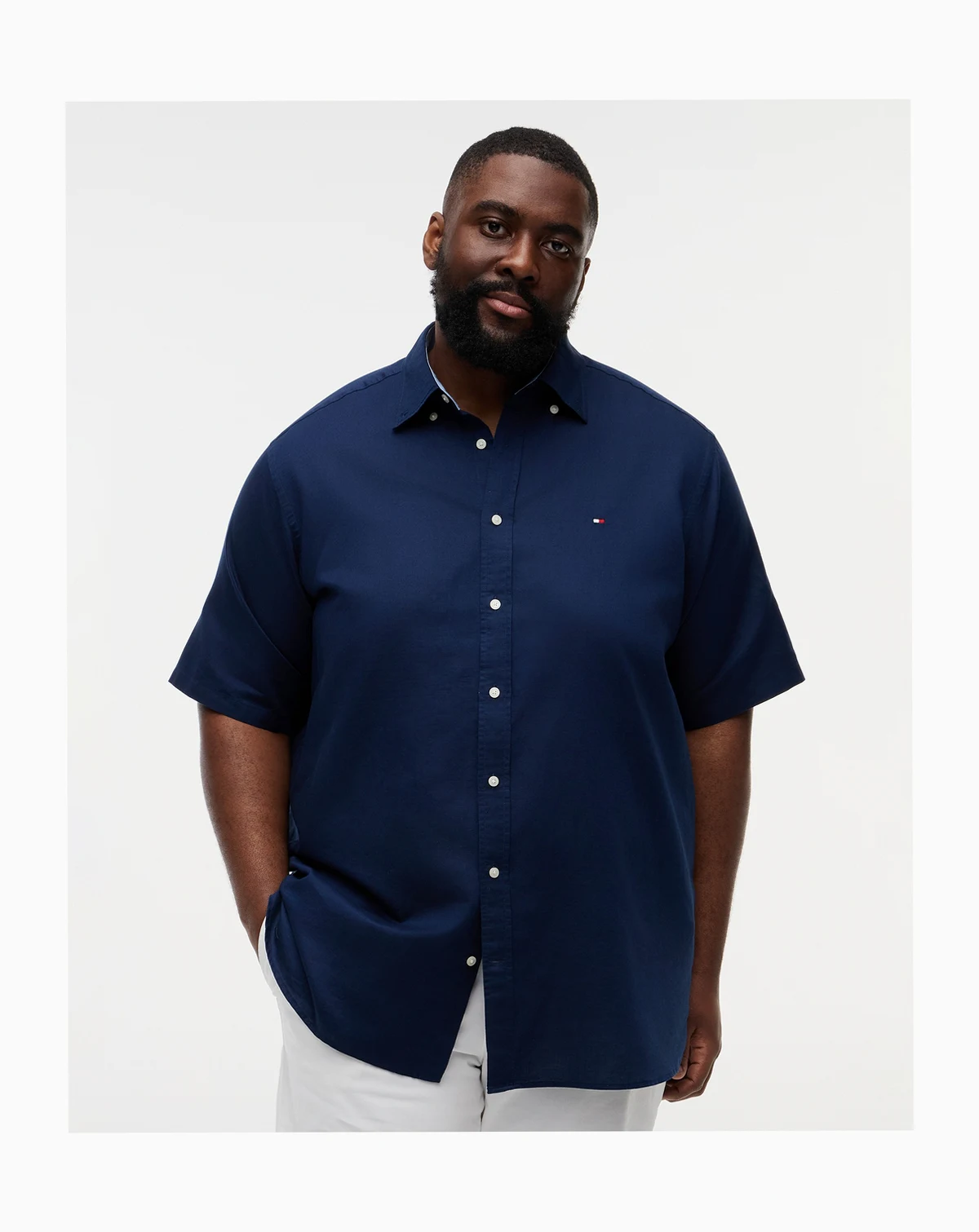 Men's Big & Tall Linen-Blend Short-Sleeve Shirt