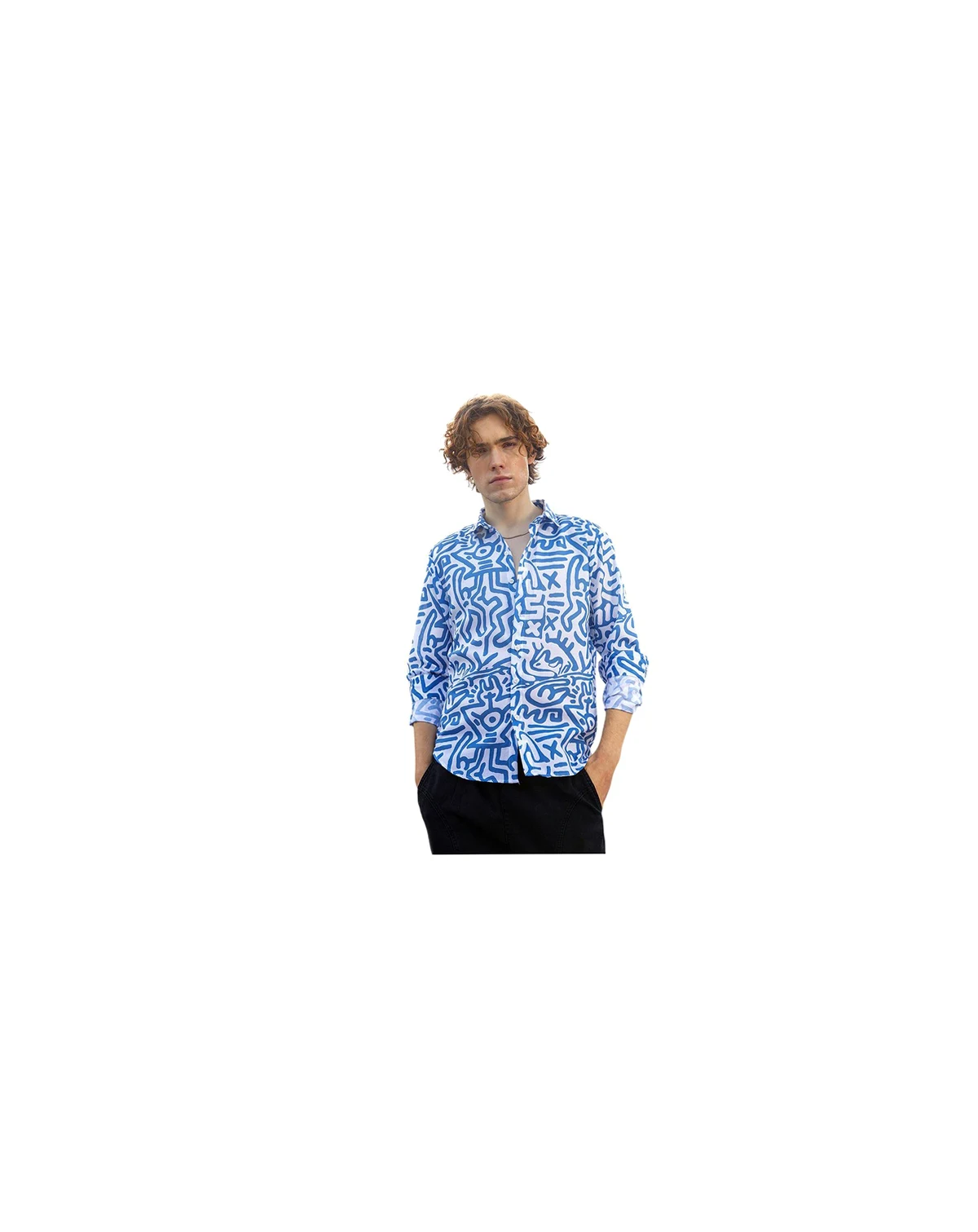 Men's Contrast Graffiti Shirt