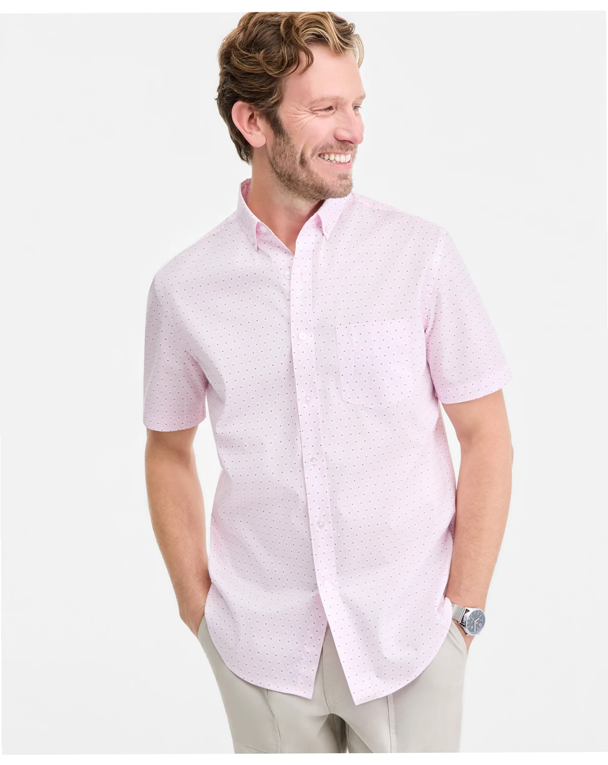 Men's Allday Foulard Poplin Short-Sleeve Shirt, Macy's Exclusive
