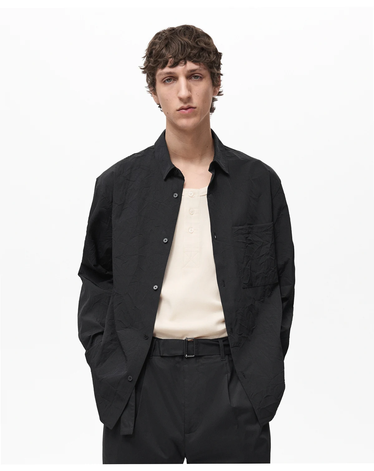 Men's Regular-Fit Creased-Effect Shirt