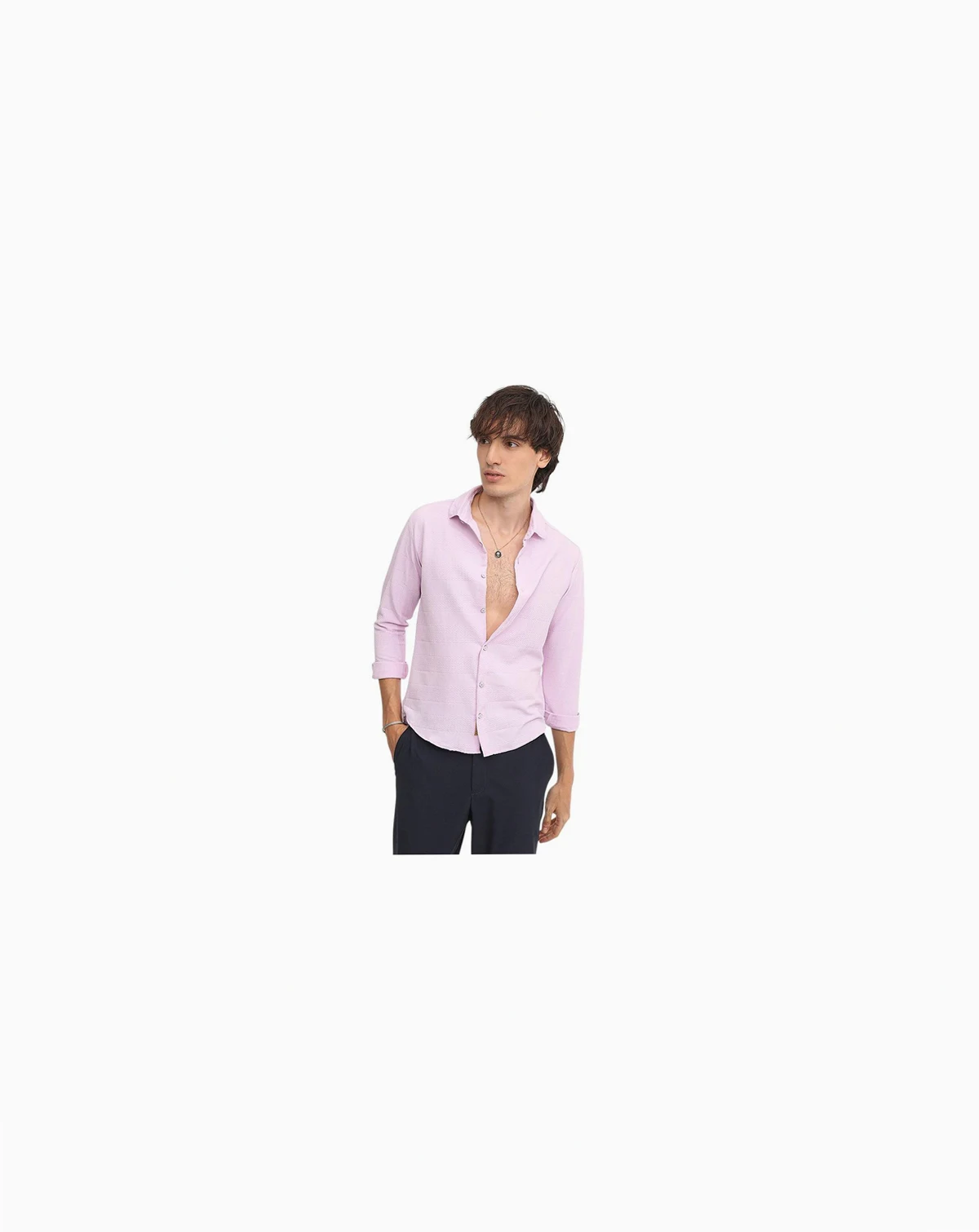 Men's Lilac Chevron-Textured Shirt
