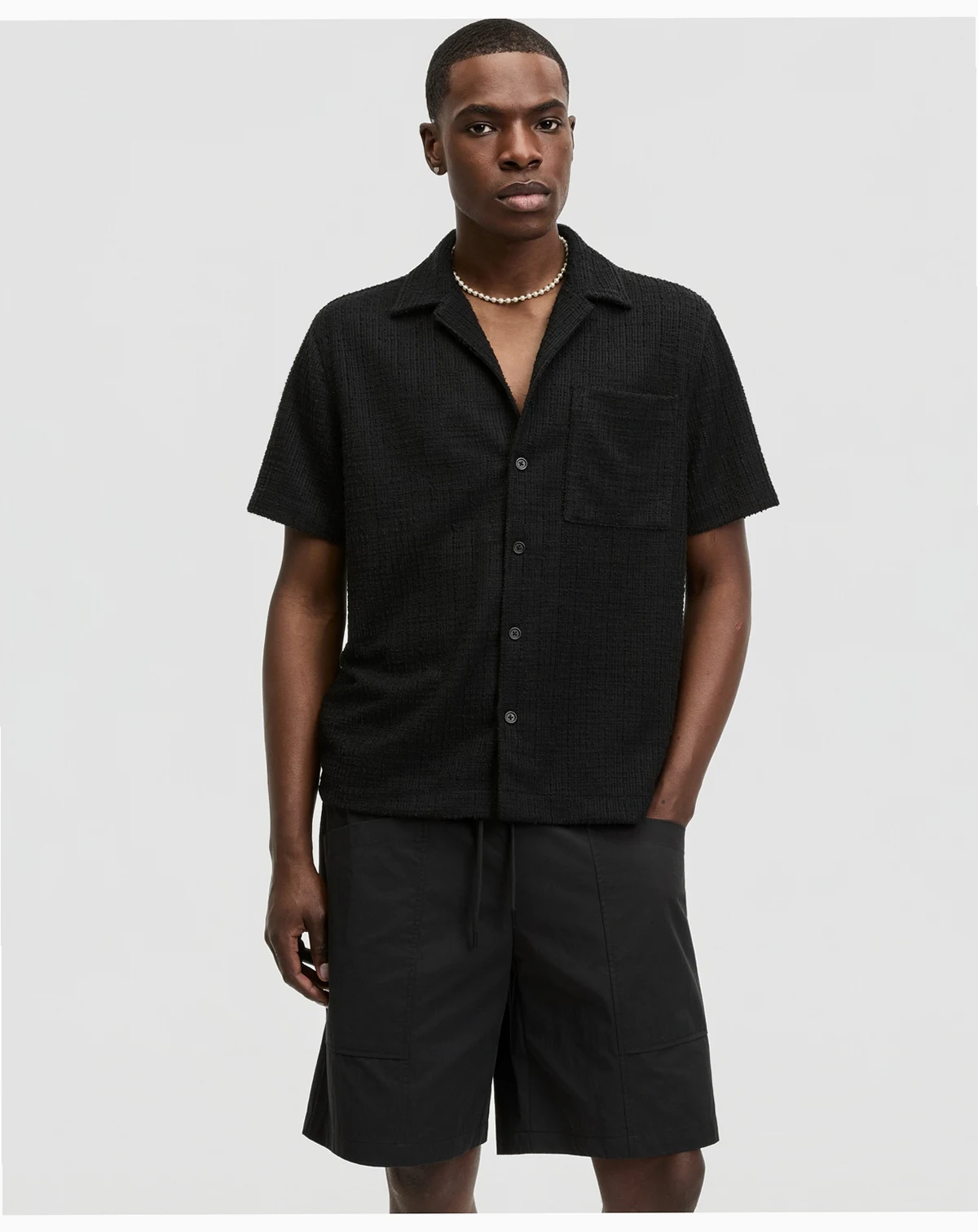 Men's Relaxed-Fit Boucle Short-Sleeve Camp Shirt, Macy's Exclusive