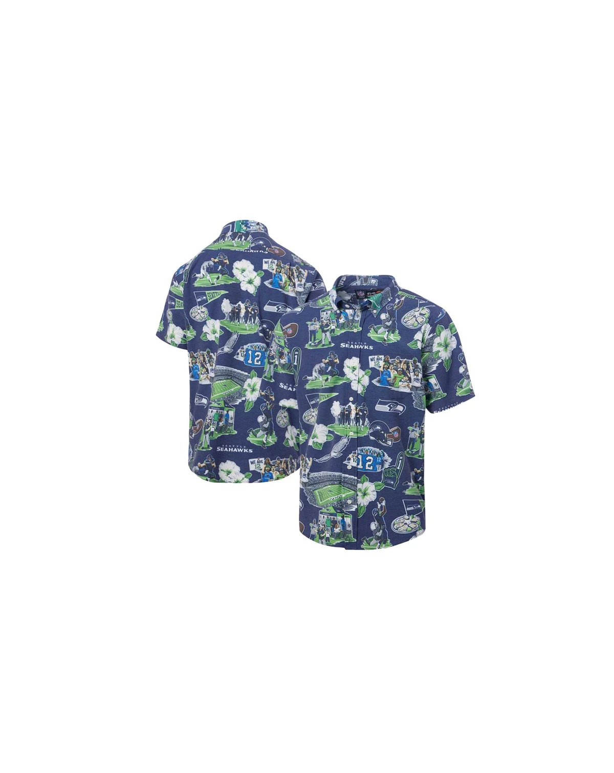 Men's College Navy Seattle Seahawks Scenic Button-Down Shirt