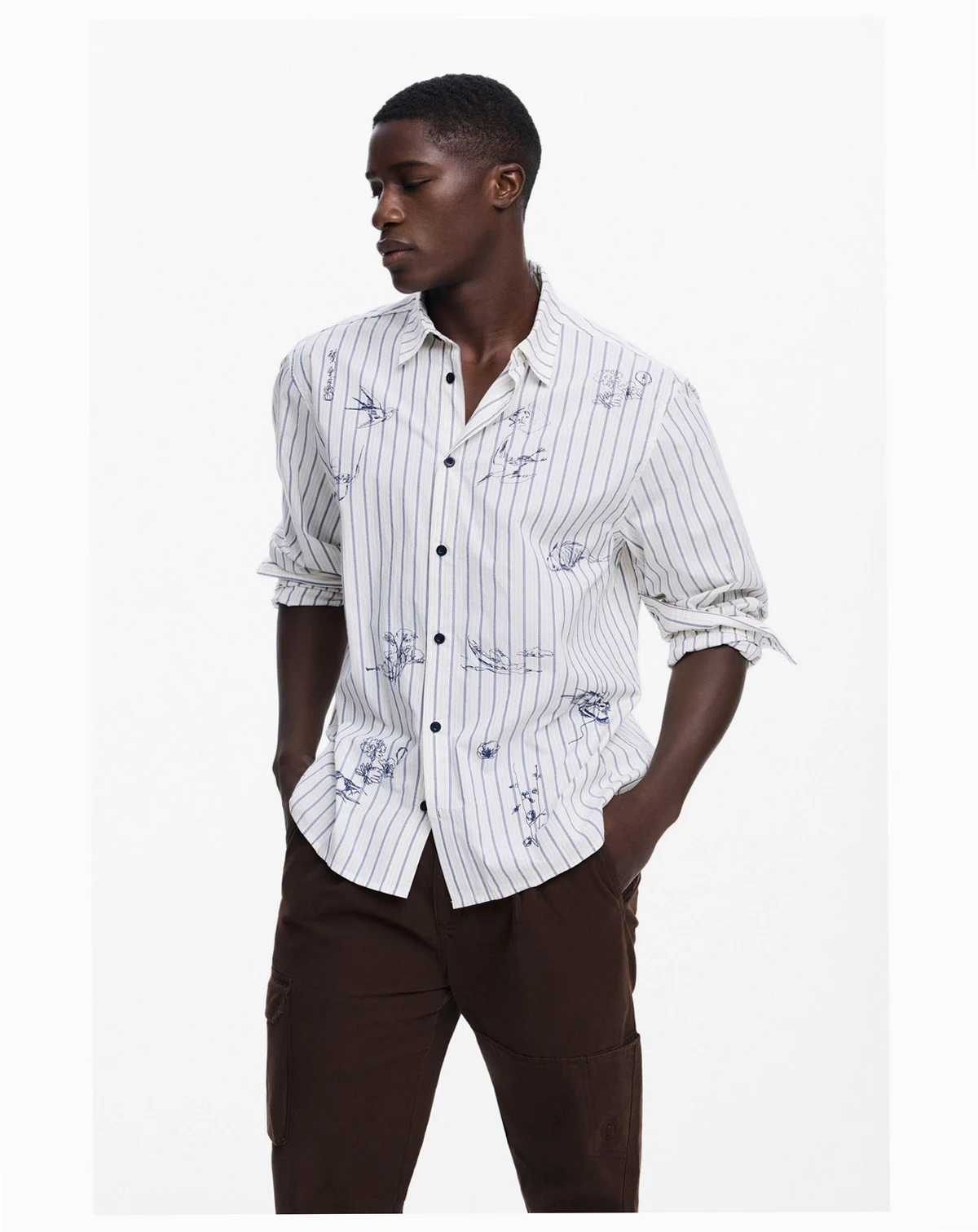 Men's Striped shirt with illustrations