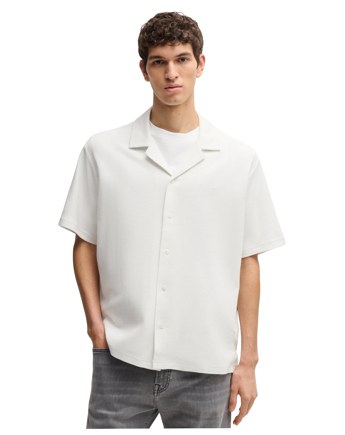 Men's Waffle Cotton Relaxed-Fit Shirt