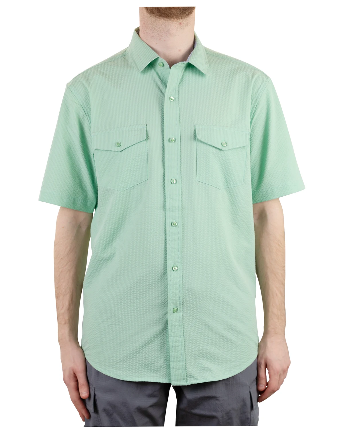 Men's Hybrid Short Sleeve Seersucker Button-Front Shirt