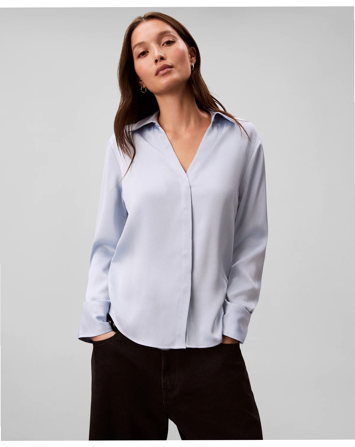Women's Hammered Fitted Collared Shirt