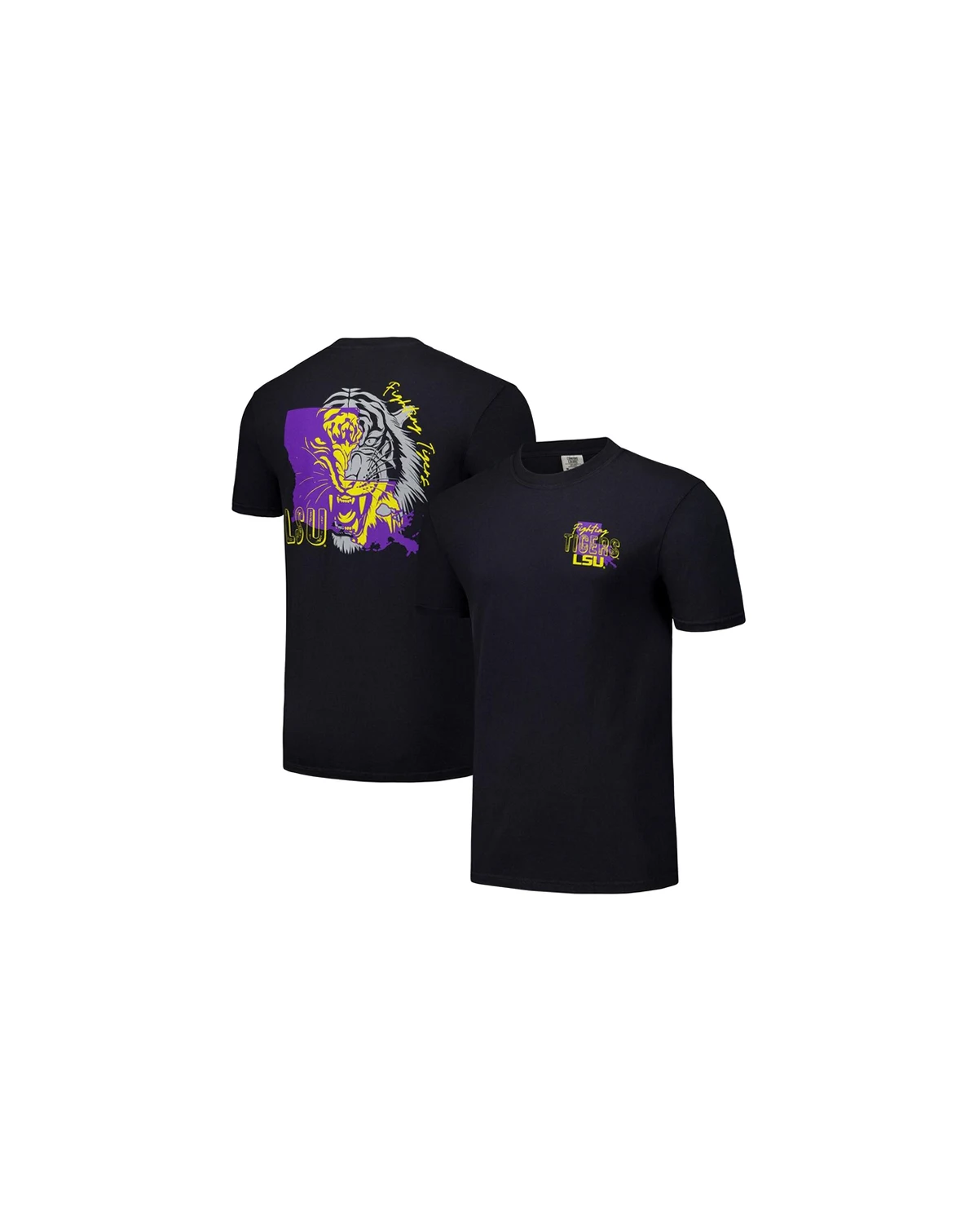 Men's and Women's Black LSU Tigers Hyper Local Two-Tone Mascot State T-Shirt