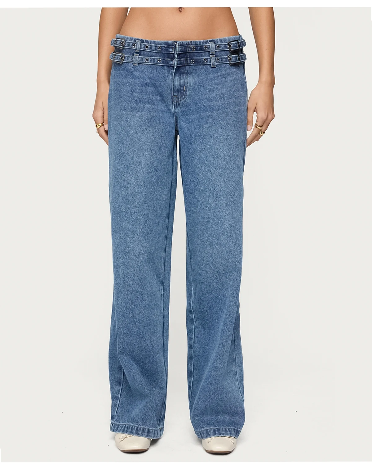 Women's Livia Double Belt Low Rise Jeans