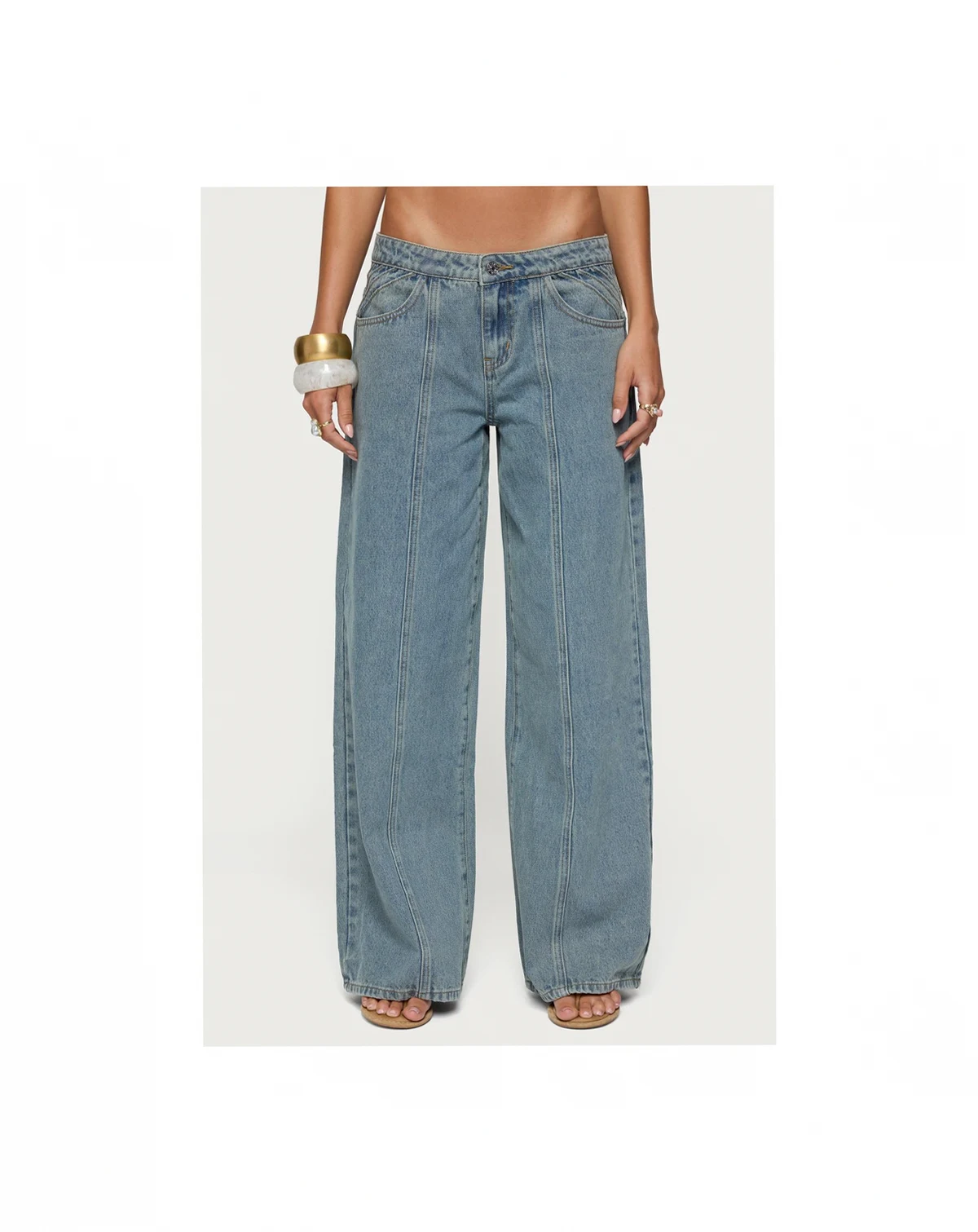 Women's Stitch & Pleat Low Rise Jeans