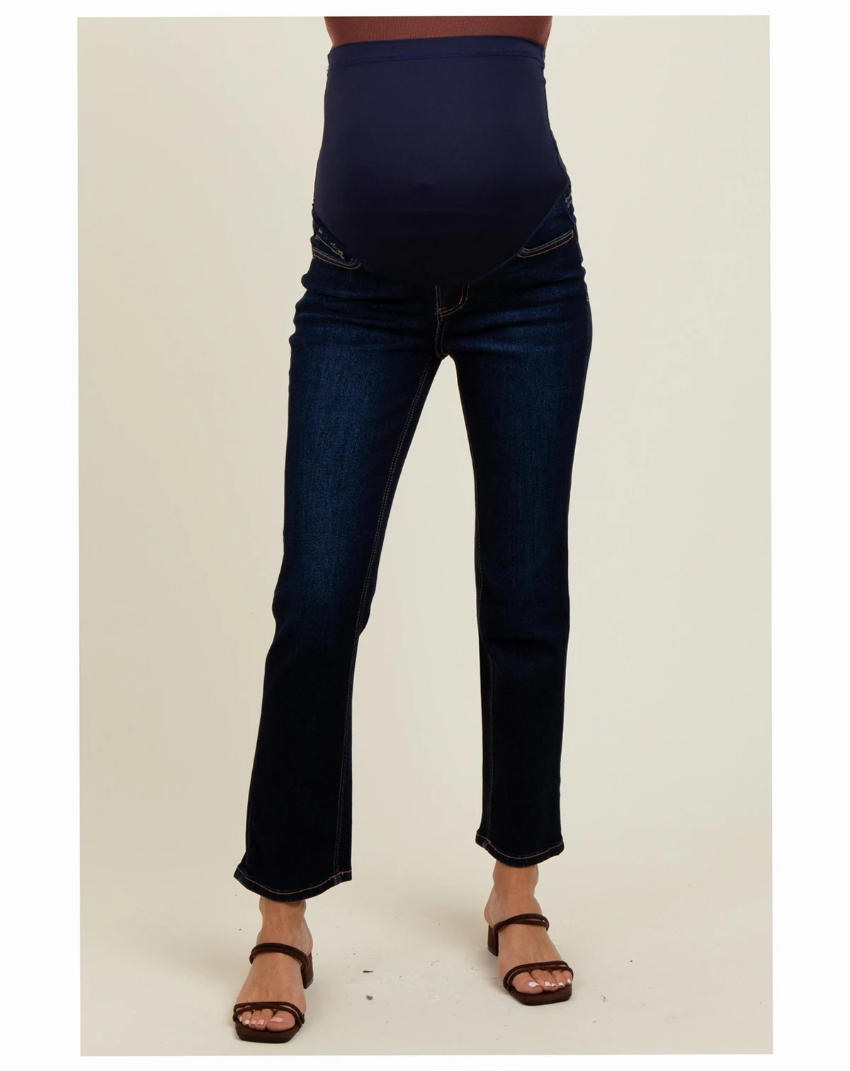 Maternity Navy Blue Classic Ankle Slim Straight Leg Jeans