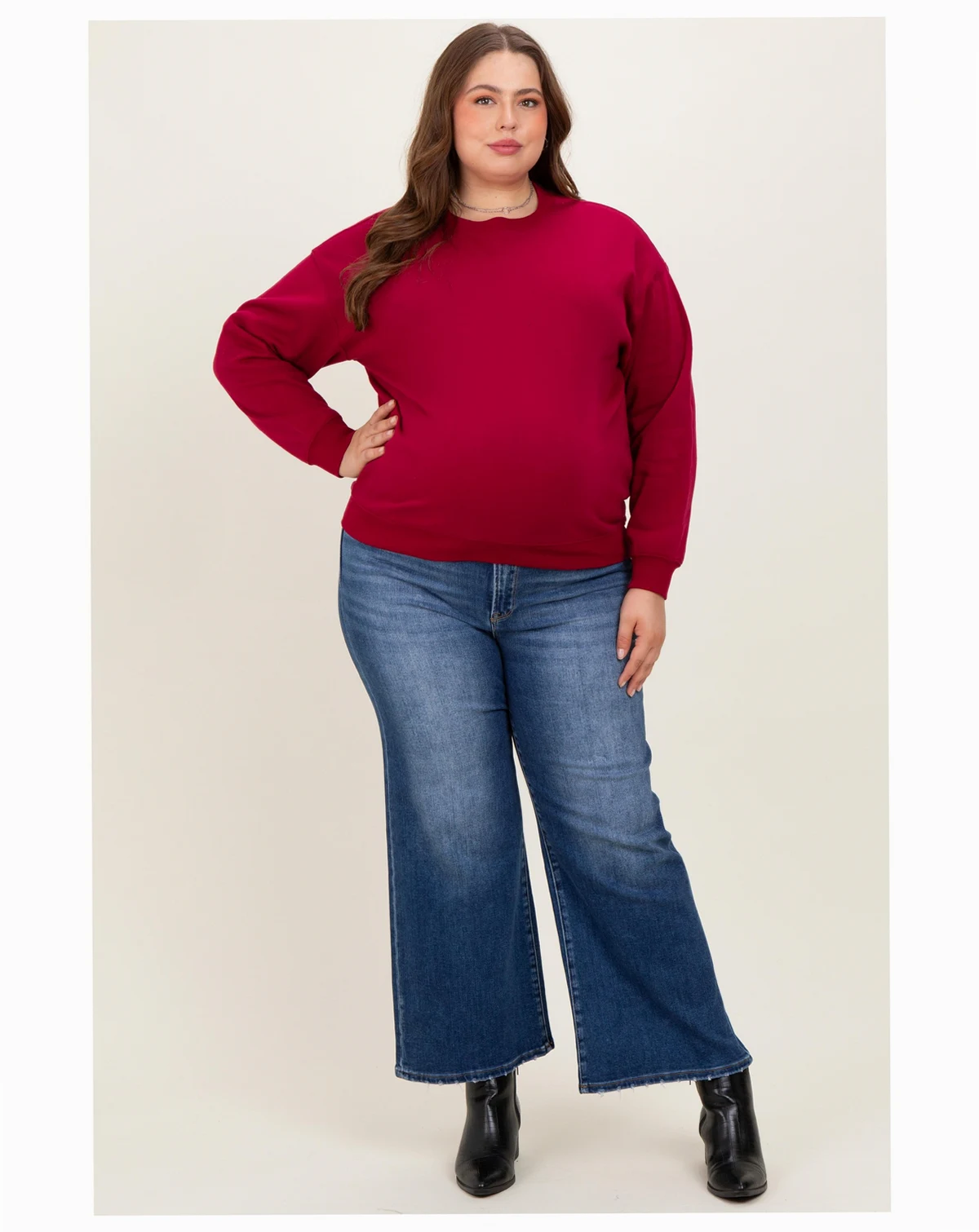 Plus Size Cropped Wide-Leg Jeans