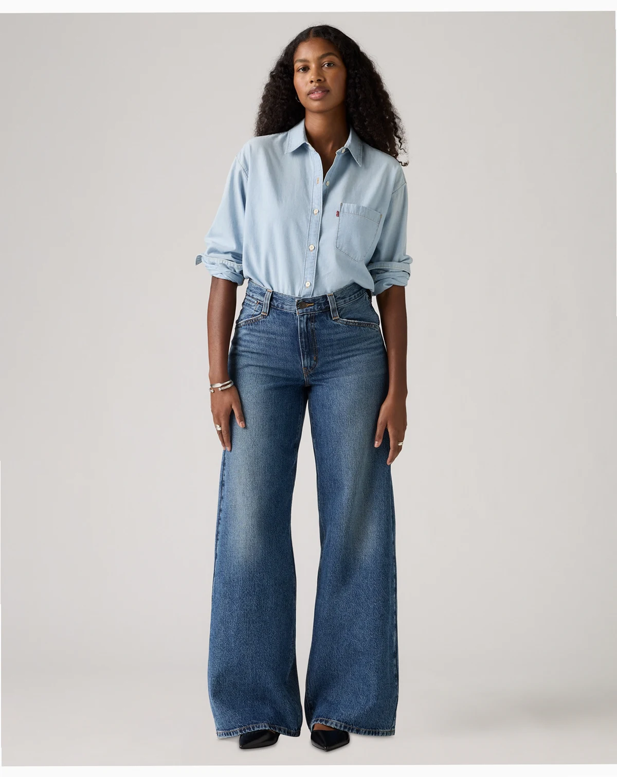 Plus Size Mid-Rise Wide-Leg Baggy Jeans
