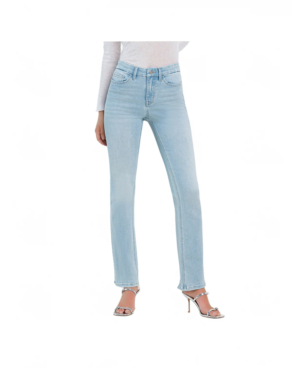 Women's High Rise Distressed Hem Bootcut Jeans
