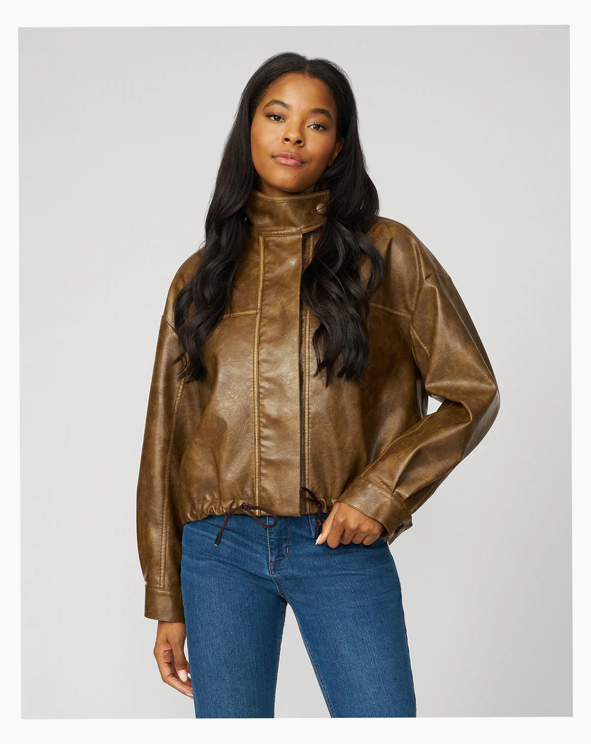 Women's Unstructured Faux Leather Bomber