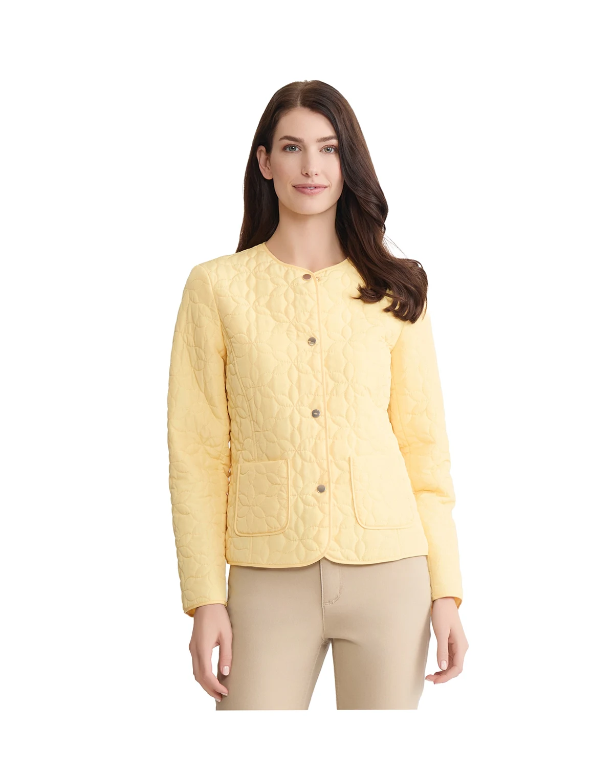 Women's Quilted Flower Crew Neck Jacket