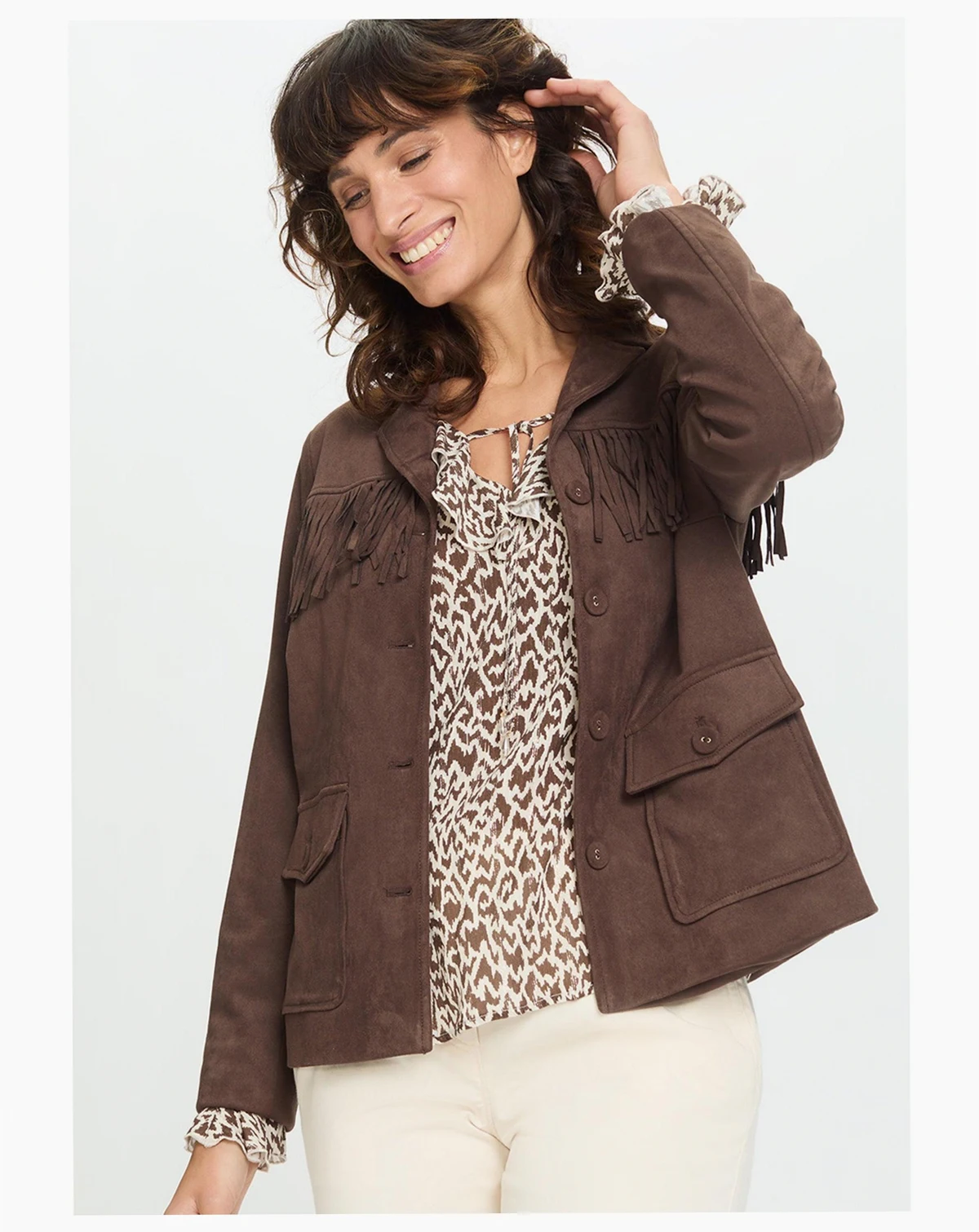 Faux Suede Fringe Jacket