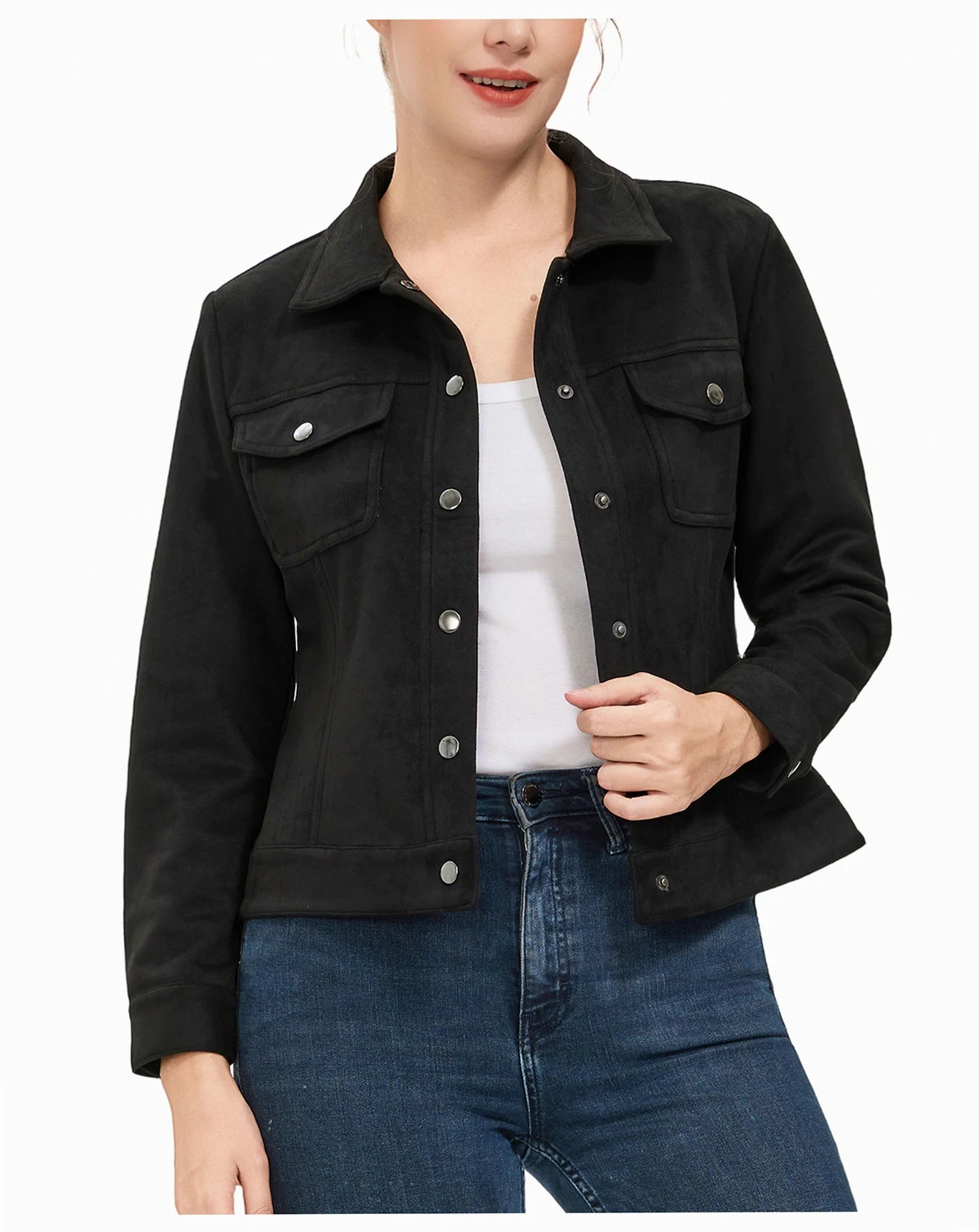 Women's Faux Suede Trucker Jacket