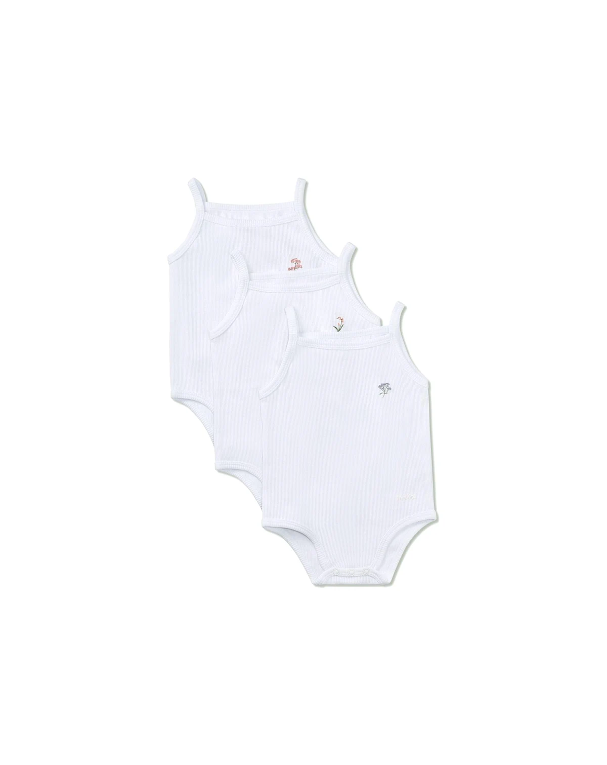 3 Pair Baby and Toddler Girls Combed Cotton Blend Floral Embroidered Bodysuits