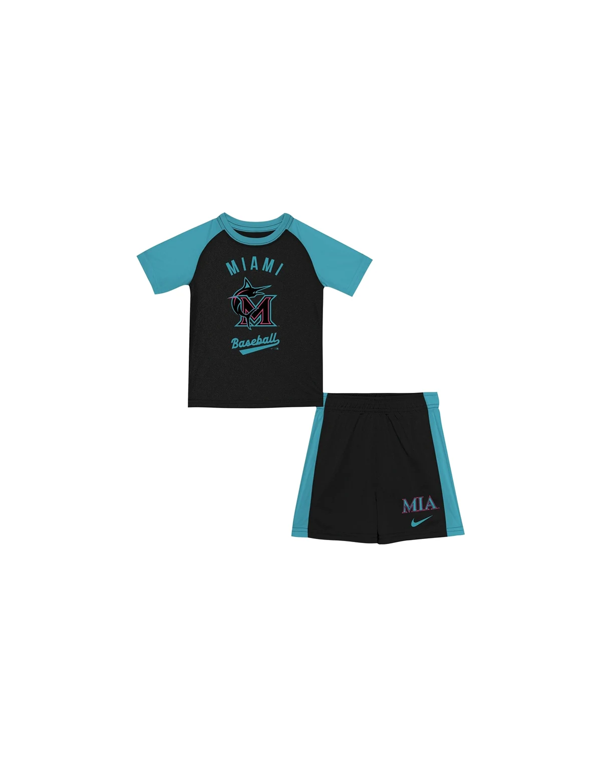 Toddler Black/Teal 2-Piece Miami Marlins 2025 City Connect Shirt and Shorts Set