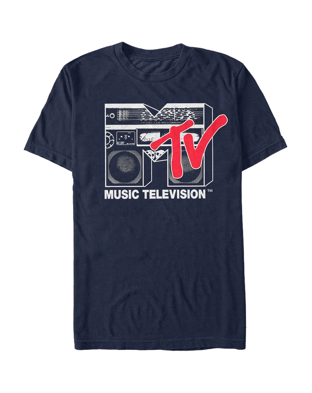 Men's Logo 80's Style Black and White Boombox Short Sleeve T- shirt