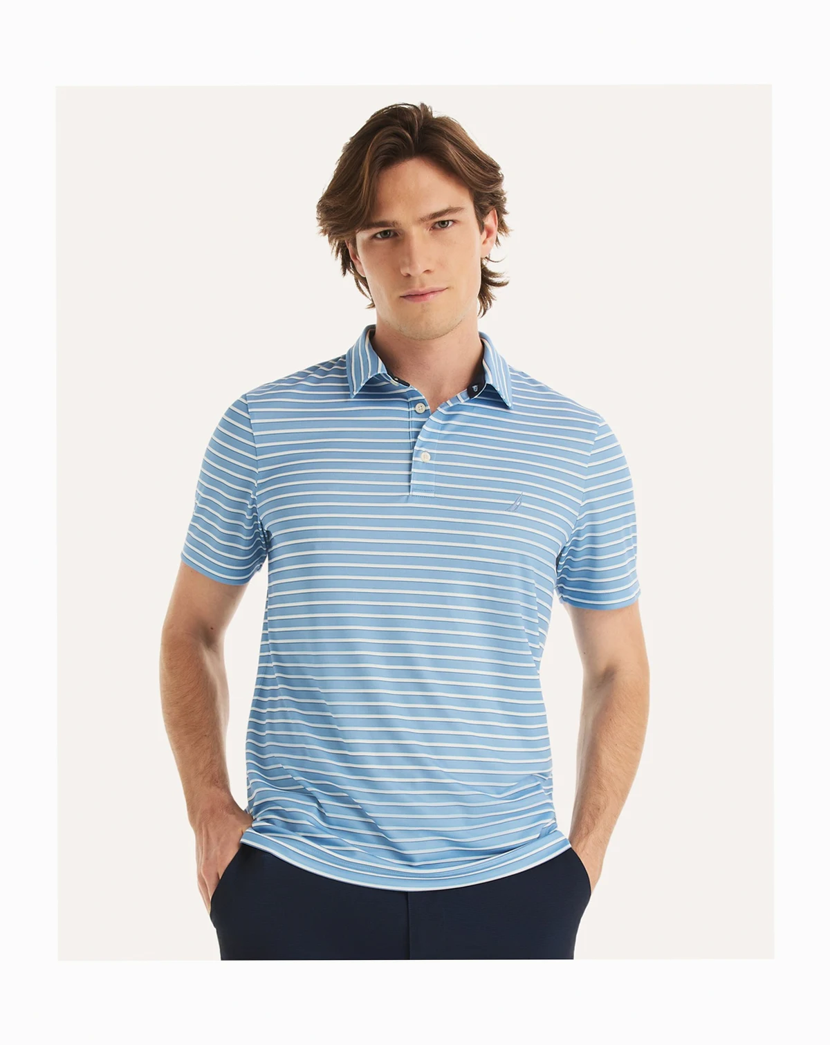 Men's Short-Sleeve Stripe Print Golf Polo Shirt